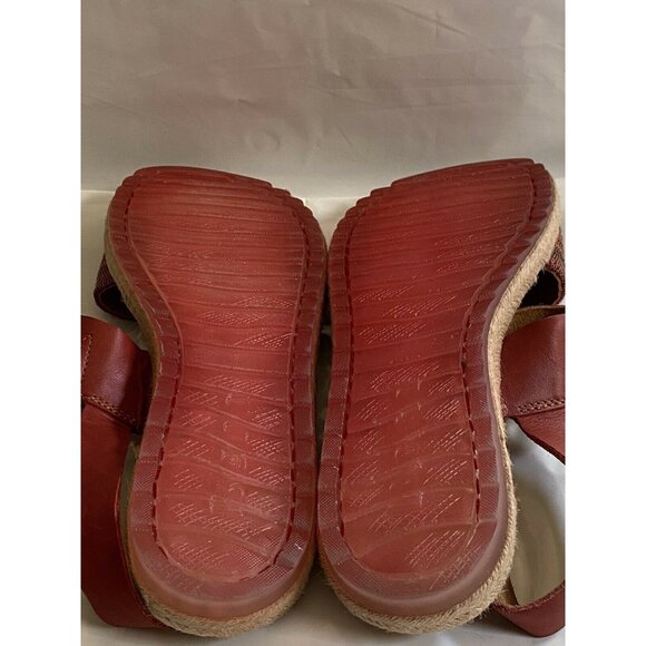 Born Natural Leather & Fabric Womens Sandals Size 8 Red Ankle Strap - Picture 6 of 9
